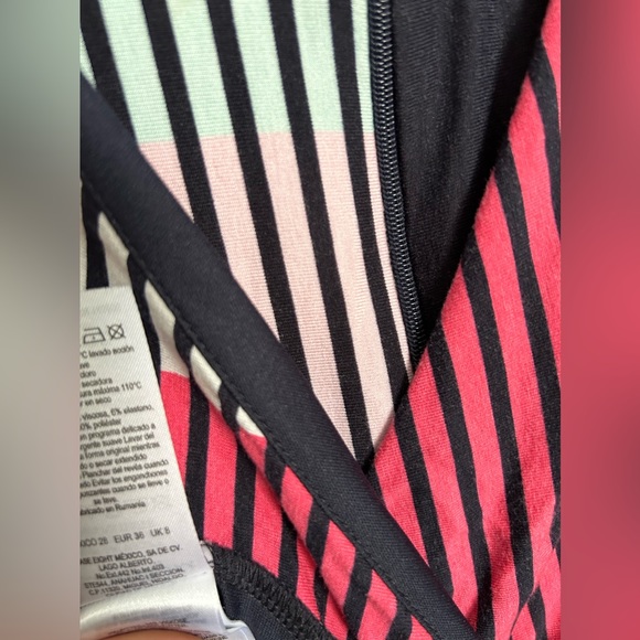 Phase Eight Size 8 Abstract Patterned Wrap Over Effect Dress Navy Blue - Picture 11 of 11